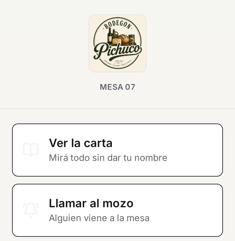Pantalla de bienvenida de Delyz IA con los accesos a la carta y al mozo
